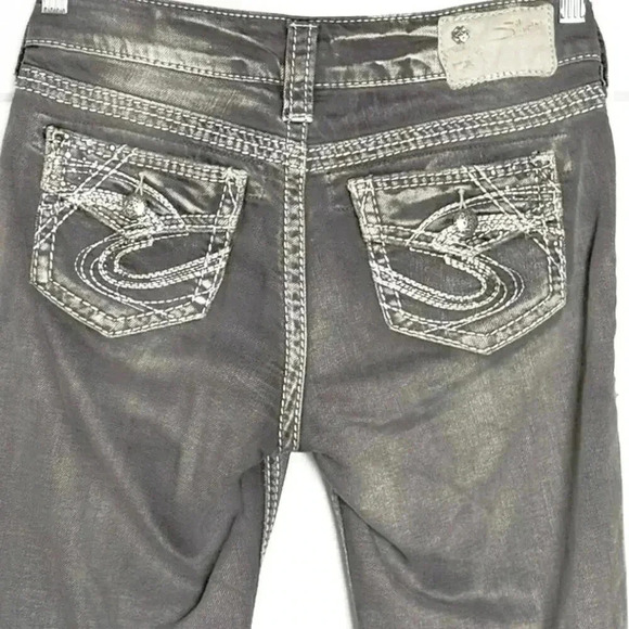 Silver Jeans Womens Grey Suki Flap Skinny Size 26x31 Distressed Soft Denim - Picture 4 of 12